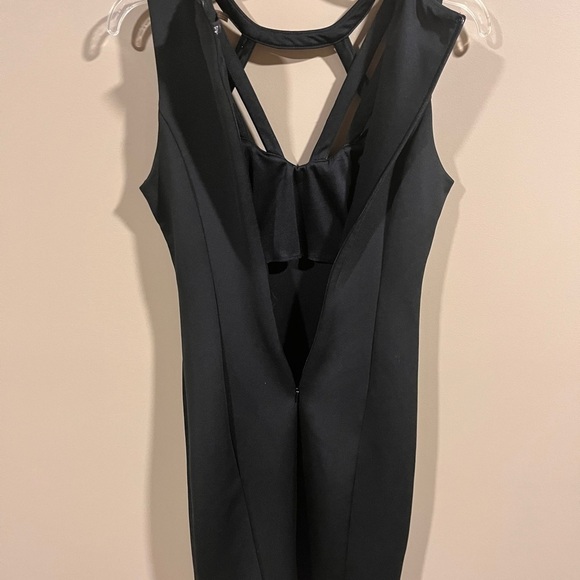 GUESS Black Sleeveless Cutout MIDI Fitted Dress Size Small Career Office - Picture 6 of 7